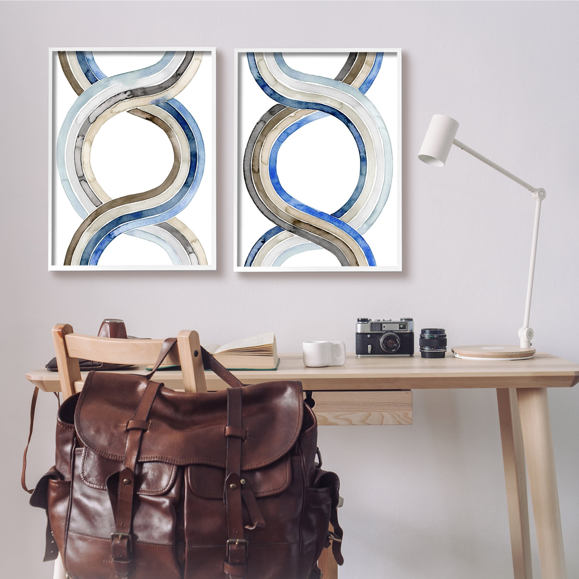 Stupell Industries Two Dimensional Spiral Helix Brown Blue Abstract Lines, 24 x 30,Design by Grace Popp