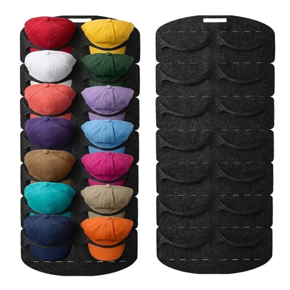 Hat Organizer Racks for Baseball Caps, Over the Door Hanging Hats Storage Holder with 14 Rack, Wall Stands Felt Cap Hanger, Black