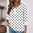 thumbnail image 4 of CHGBMOK Womens Polka Dots 3/4 Sleeve Blouses Button On Crew Neck T Shirts Casual Dressy Tops Going Out Outfit, 4 of 7