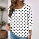 thumbnail image 4 of mfyjkho Tops Para Salir Para Mujer, Camiseta De Moda Para Mujer, Con Estampado De Rayas Y Botones, Manga Tres Cuartos, Cuello Redondo Tops Para Hacer Ejercicio Para Mujer L, 4 of 7