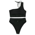 thumbnail image 4 of Sngxgn Bikini Set for Women Bathing Suit High Waisted V Neck Two Pieces Swimsuit(Black,M), 4 of 7