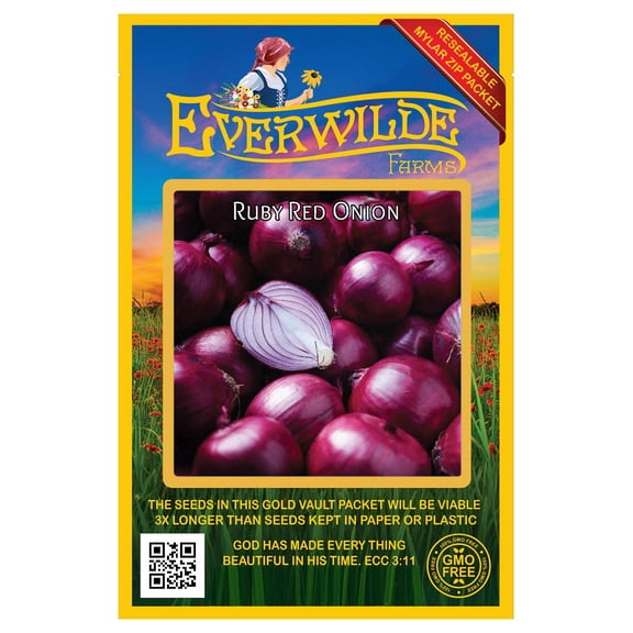 Everwilde Farms 500 Ruby Red Onion Plant Seeds, Open Pollinated Heirloom