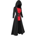 thumbnail image 3 of LEAVINGSUO Hooded Sweaters for Women,Women's Fashion Casual Print Batskin Buckle Mid-Length Cape Top Hoodie Blouse, 3 of 5
