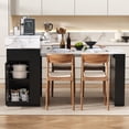 thumbnail image 3 of Extendable Dining Table with Folding Tabletop, Bar Table with Drawers and Power Outlet, Kitchen Island with Wheels and Hooks, Sideboard for Kitchen and Dining Room,Black, 3 of 21