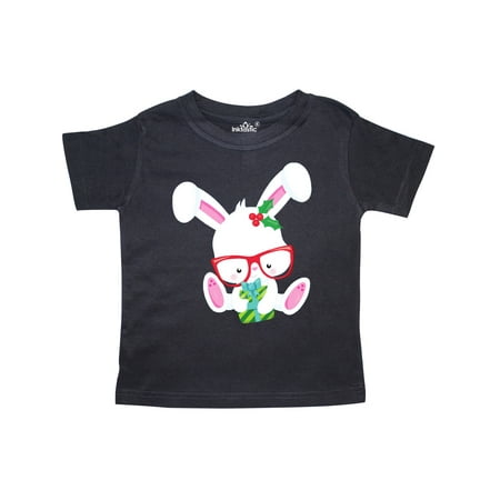

Inktastic Christmas Rabbit Hipster Rabbit With Glasses Gift Toddler Boy or Toddler Girl T-Shirt