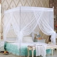 thumbnail image 1 of Mosquitera Yirtree para dosel de cama, cortinas con cuatro postes en las esquinas, mosquitera romántica con dosel de encaje transparente para camas individuales, matrimoniales, queen y king., 1 of 7
