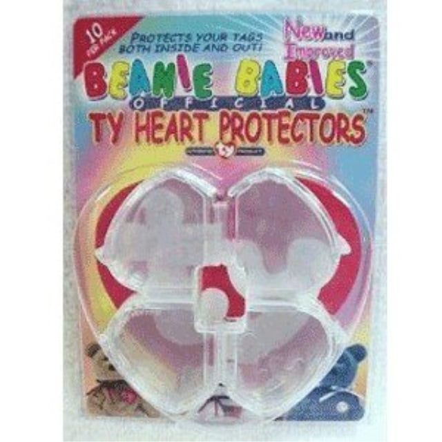 NIB VTG 1998 Ty Beanie Baby Official Heart Tag Protectors Hard Acrylic 10/pack 