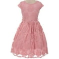 thumbnail image 2 of Big Girls' Cap Sleeve Lace Floral Overlay Sash Flowers Flower Girl Dress Rose 12 (J20KS66), 2 of 4