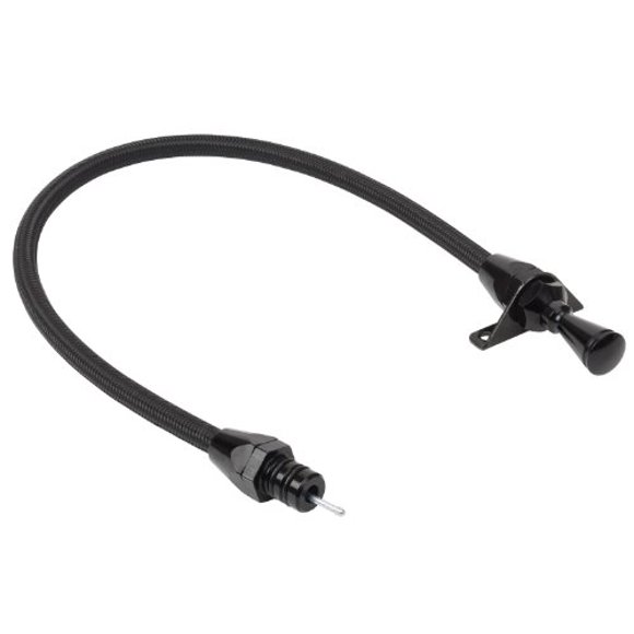 Lokar XTD-36L80FM Firewall Mount Transmission Dipstick With Black Stainless Steel Housing and Black Fittings for Chrysler 518 Transmission