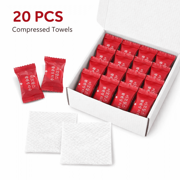 20Pcs Disposable Compressed Towel,Cleansing Travel Reusable for Hotel Camping Sports Excursions
