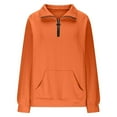 thumbnail image 4 of DHFJKG Womens Half Zip Sweatshirts Casual Stand Collar Solid Color Long Sleeve Pullover With Pockets Trendy Pullover Tops For Women, 4 of 6