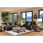 Transitional Brown Microfiber Living Room Set 3pcs FOA Bonaventura