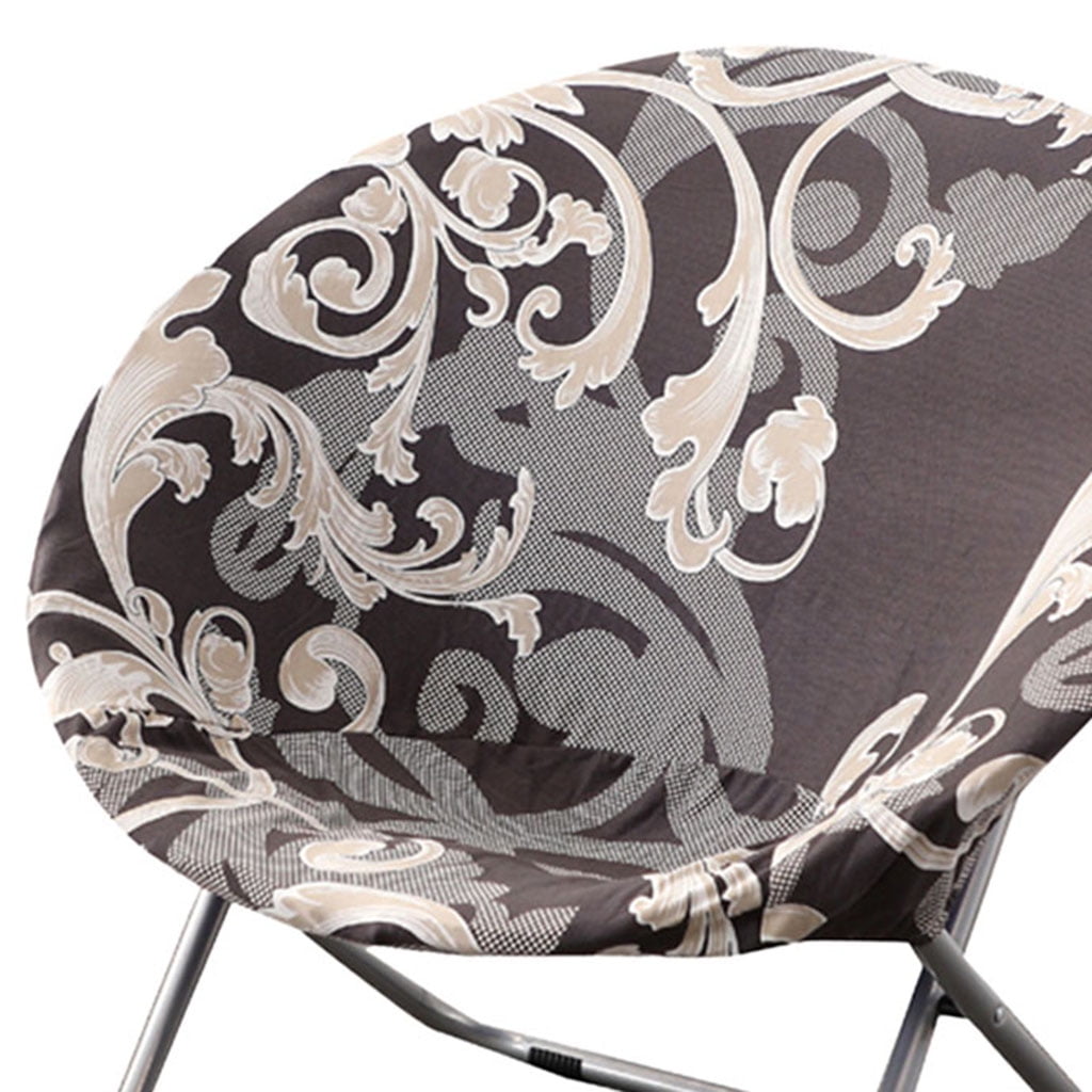 2-Pack Stretch Saucer Chair Covers - Jacquard Fabric, Anti-Slip, Fits 27-34" Round Moon Chairs, Machine Washable (Dark Coffee)