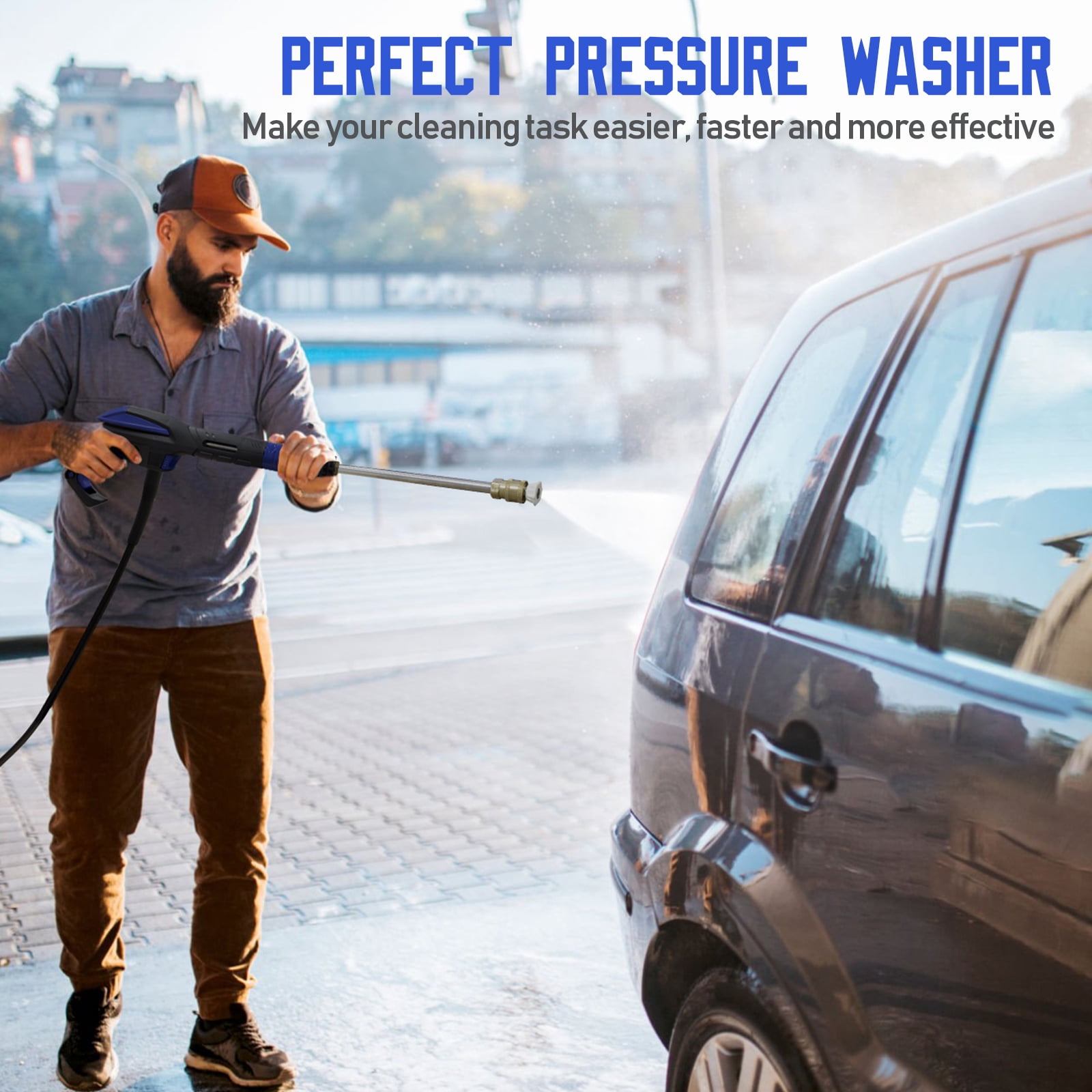 Pressure Washer 4500PSI-Max 3.2GPM Power Washer Touch Screen Adjustable Pressure,4 Nozzles and 500ml Foam Cannon Power Washer Cleaning for Car, Home, Driveway, Yard, Outdoor, Gutter, Pool