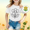 thumbnail image 2 of MIXUE Kids Girls Tops & T-Shirts Summer Diy Bee Festival Print Crew Neck Short Sleeve Loose Casual Comfortable T-shirts Holiday Wear,White,8-9 Years, 2 of 4