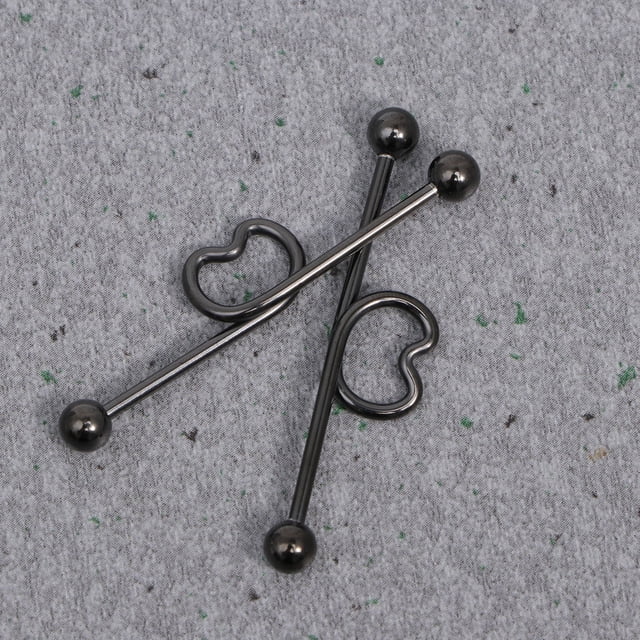 OULII 2Pairs Black Steel Earrings for Industrial Piercing Barbell Design for Men