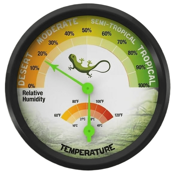 Reptile Thermometer and Humidity Gauge, Accurate Mechanical Hygrometer with Easy Read Display for Terrariums, Vivariums & Breeding Boxes