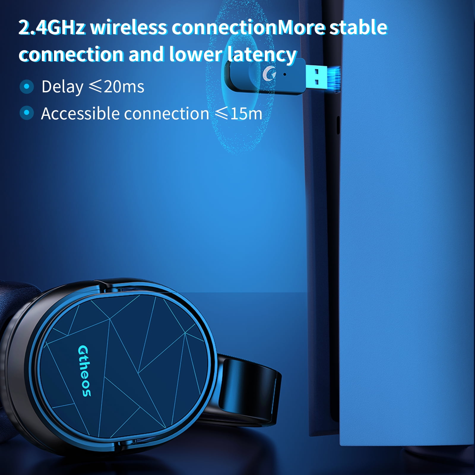 Ecomoment Wireless Gaming Headset Compatible for PS5 Switch PC Mac, 2.4 GHz/Bluetooth 5.2 Gaming Headphones with Noise Cancelling Microphone 40+ Hours Battery Life,3.5mm Wired for Xbox Series