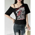 thumbnail image 3 of Gothic Tee Y2k Letter Print Off Shoulder Punk T-shirts Women Harajuku Summer Streetwear Grunge T Shirt Aesthetic Sexy Crop Tops, 3 of 9