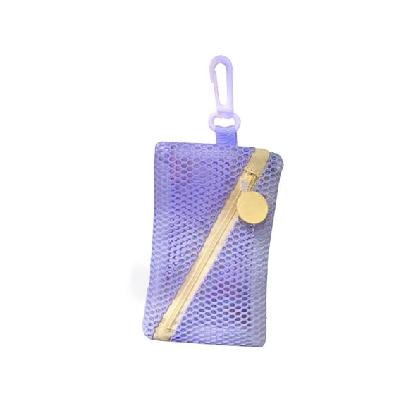 Qholemyo Small Lightweight Mesh Zipper Pouch with Carabiner Clip, Multipurpose Organizer for Cosmetics, Keys & Cards, Mini Portable Storage Bag
