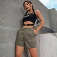 thumbnail image 6 of EMMIOL Women's Mid Waist Cargo Shorts Elastic Waist Casual Summer Cotton Shorts with Pockets, 6 of 7
