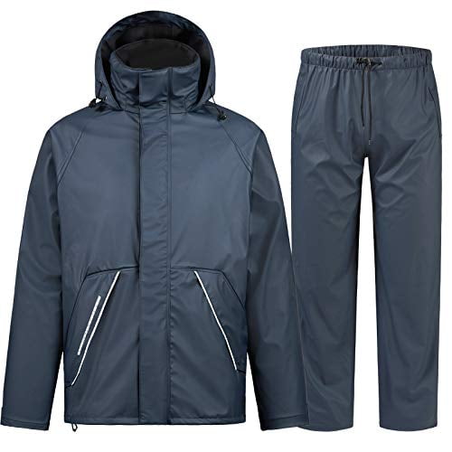 TOWN&FIELD Rain Suits for Fishing Waterproof Rain Gear for Men Women Heavy  Duty Rain Coat Jacket with Pants/Overalls A-navy Medium 