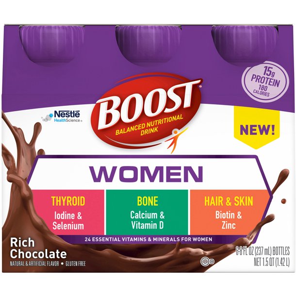 Boost Women Rich Chocolate Flavor Ready to Use 8 oz. Container Bottle