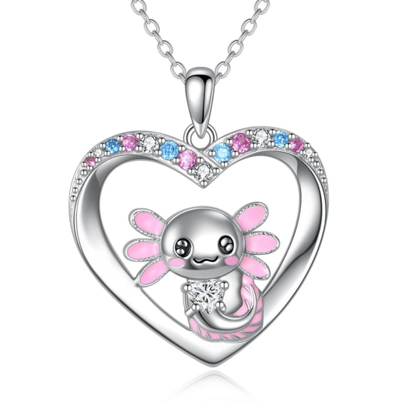 Axolotl Necklace Sterling Silver Axolotl Pendant Cute Animal Jewelry Gifts for Women
