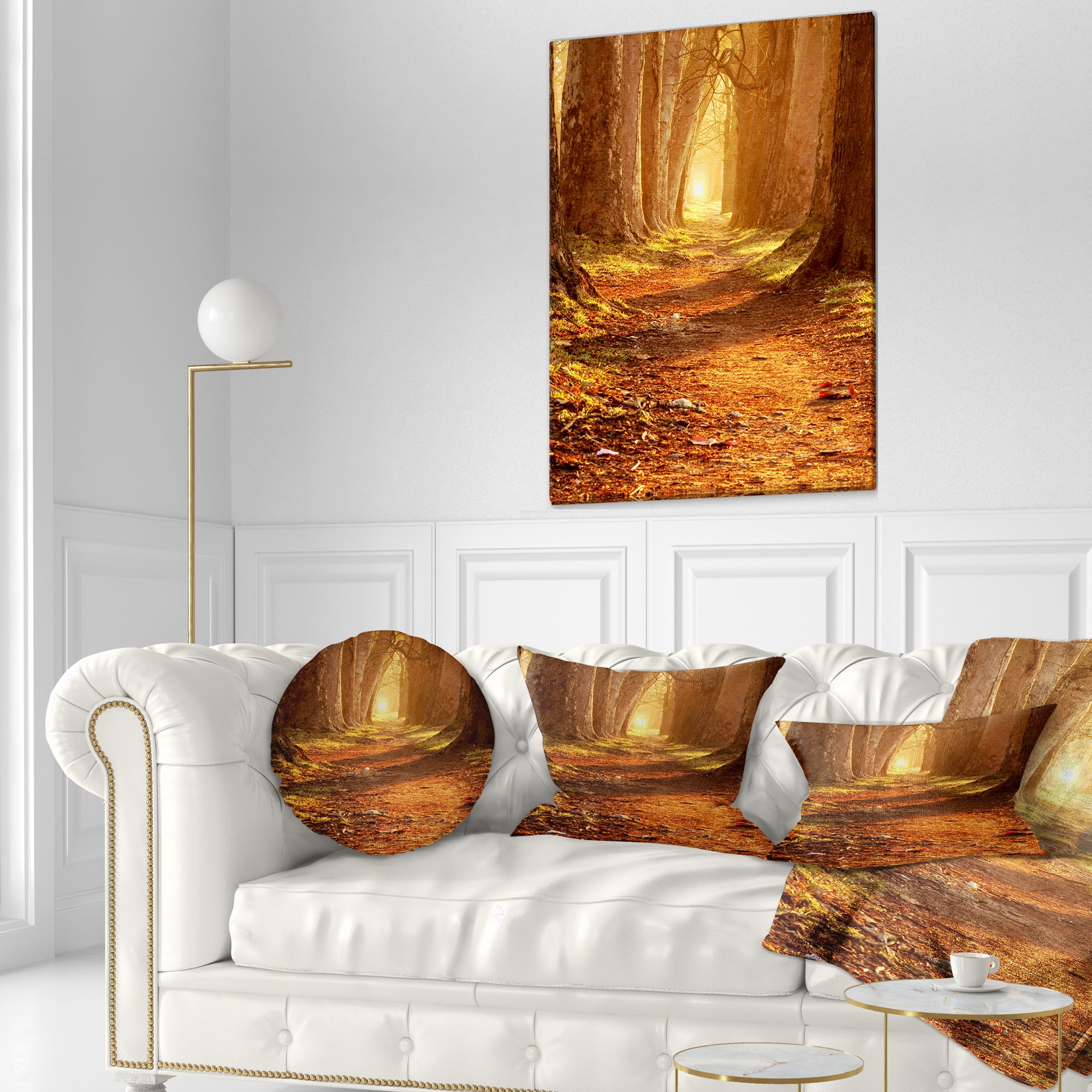 Designart Magic Morning at the Fall Park - Landscape Photography Throw Pillow - 12x20