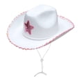 thumbnail image 4 of Girls Women Cowboy Hat With Wind Lanyard Party Festival Cosplay Costume Western Wide Brim Hat Kids, 4 of 5