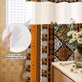 thumbnail image 3 of No Hook Shower Curtain, Yellow Beige Boho Shower Curtains for Bathroom with See Through Top Window, Geometric Vintage Abstract Art Ethnic Waterproof & Washable Bath Curtain 60"x72", 3 of 9