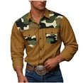 thumbnail image 3 of DDAPJ pyju Men's Western Cowboy Shirt Camo Long Sleeve Button Down Shirts Hiking Fishing Camping Travel Work Shirt with Pockets Gold XXXXL, 3 of 8
