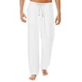 thumbnail image 4 of Rggeeun Mens Casual Pants Male Summer Fashionable Pure Linen Trousers Comfort Everyday Pant Solid Color Comfort, 4 of 5
