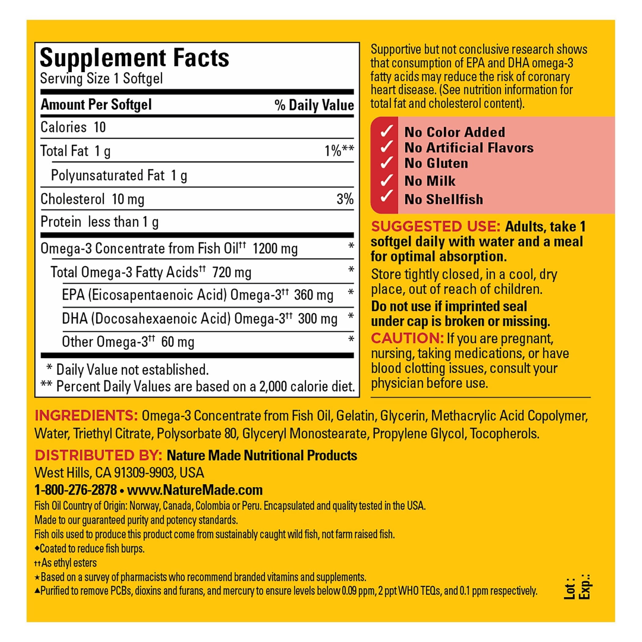 Nature Made Burp-Less Fish Oil 1200 mg Softgels, 300 Count for Heart Health?