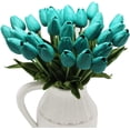 thumbnail image 4 of 10-Heads Home Decoration Mini Tulip Real Touch Tulip Artificial Flowers Bouquets (Dark Teal), 4 of 4