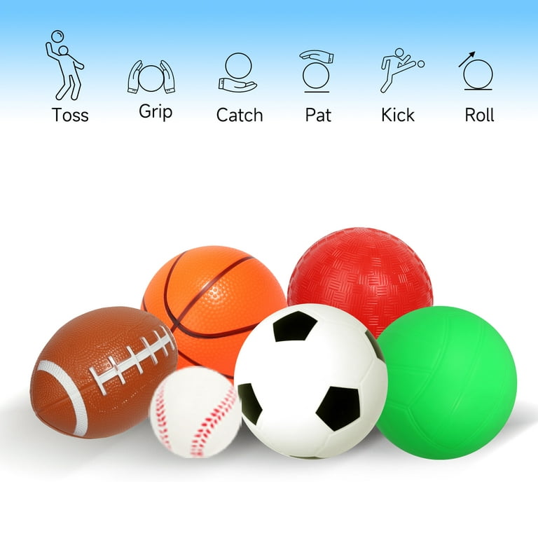 Deekin 12 Pcs Sport Balls Assorted Sport Ball Set Official Size Basketball,  Football, Volleyball, Soccer Ball, Baseball, Playground Ball with Sports