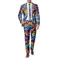 thumbnail image 3 of Men's Carnival Print Two Piece Suit – Slim Fit Blazer and Pants in L-3XL, Colorful Printed Stage Performer Outfit for Events and Festivals, 3 of 5