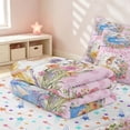 thumbnail image 5 of Erosebridal Cute Princess Zipper Queen Comforter Set with Fitted Sheet and 2 Pillowcases for Girls, Chic Flower Floral Zipper Bedding Set, Colorful Stars Reversible, 5 of 7
