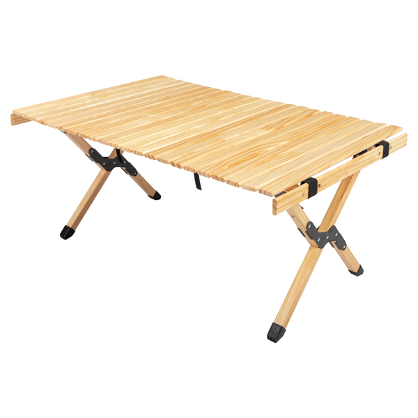 Folding Wooden Camping Table Portable Picnic Table Rollup Bamboo