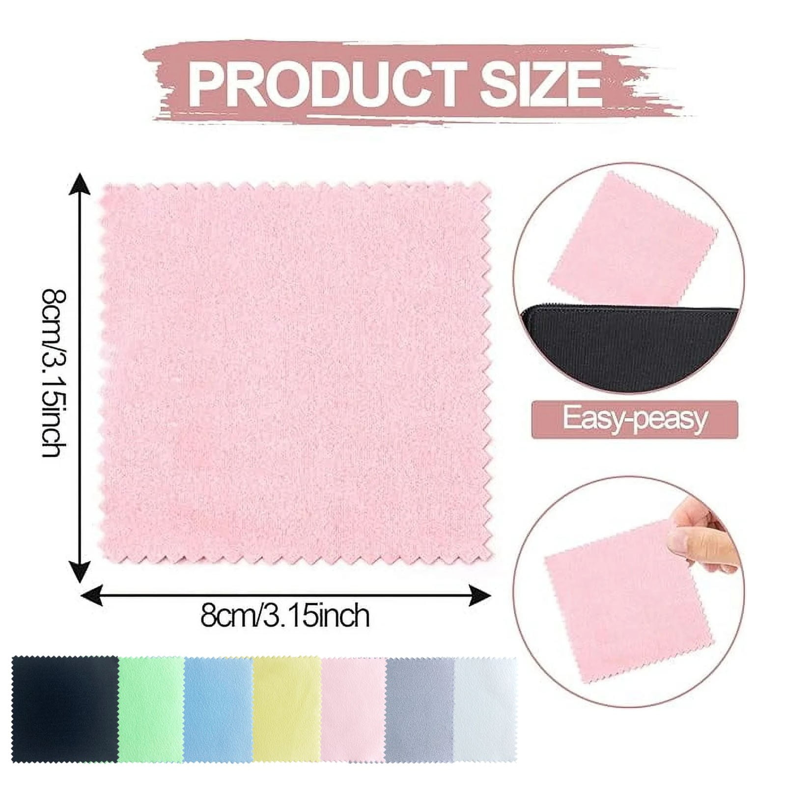 FXMLRLK 20pcs Jewelry Cleaning Cloth, Silver Polishing Cloth, Small Jewelry Polishing Cloth for Sterling Silver, Gold, Platinum and More, 3.15" x 3.15" Pink