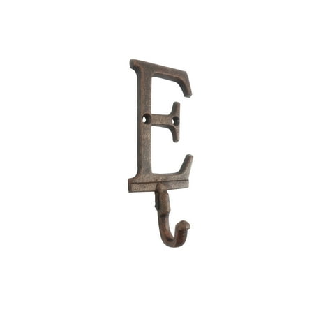 

Handcrafted Model Ships 6 x 1 x 3 in. Rustic Copper Cast Iron Letter E Alphabet Wall Hooks