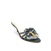 Pre-owned|Miu Miu  Womens Denim Kitten Heel Sandals Blue Size 37.5  7.5