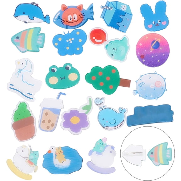 1Box 20Pcs 20 Styless Cute Animals Pins Acrylic Safety Brooches Pins Lapel Badges Funny Button Pins for Clothing Backpacks Jackets Jewelry DIY Accessory Kawaii Gift