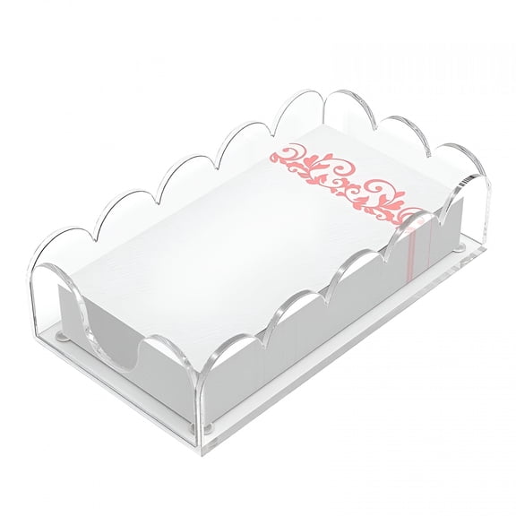 LAMIRO Acrylic Napkin Holder Bathroom Scalloped Tray Clear Guest Towel Holder