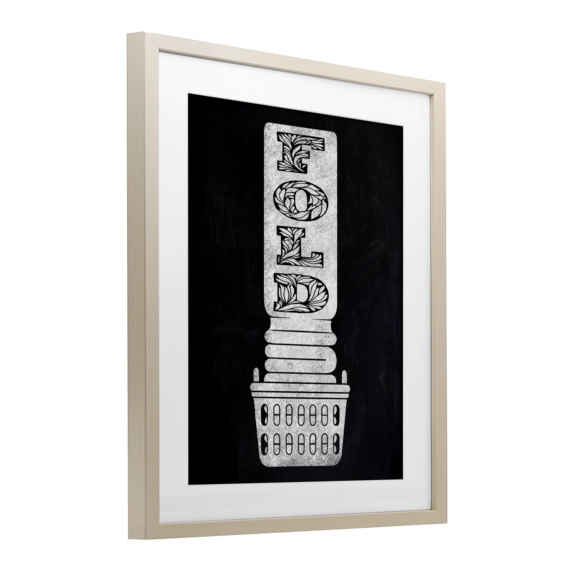 Laundry Fold Ornate Letters Birch Framed Print Under Glass, design by Marcus Prime