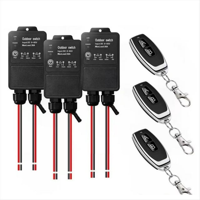 Interruptor de Control Remoto Inalámbrico de 433 MHz, Resistente Al Agua, Receptor Inalámbrico, Transmisor DC8V-80V 30A para Bomba, Ventilador y Luz.
