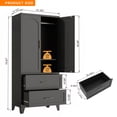 thumbnail image 3 of Metal Wardrobe Cabinet with 2 Drawer, 71" H Metal Armoire Wardrobe Closet with 1 Adjustable Shelf and Hanging Rod for Home, Laundry Room, Office, Installation Required, Black, 3 of 11