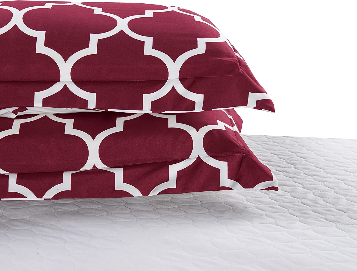Elegant Comfort Super Soft Quatrefoil Comforter Pattern Down Alternative Reversible 3-Piece Comforter Set,Full/Queen, Burgundy/White
