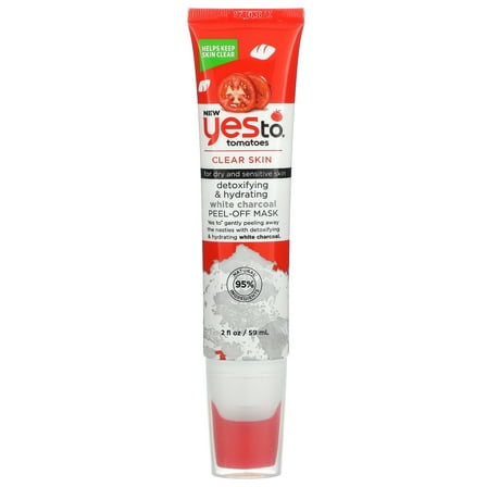 Detoxifying & Hydrating White Charcoal Peel-Off Beauty Mask. Tomatoes, 2 fl oz (59 ml), Yes To