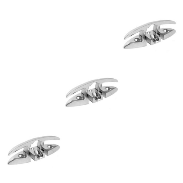 Advancent Stainless Steel Boat Deck Foldable Cleat Pre-drilled Cleats Mirror 5-inch Detachable Yacht Glossy Polished Part Kayak Type1